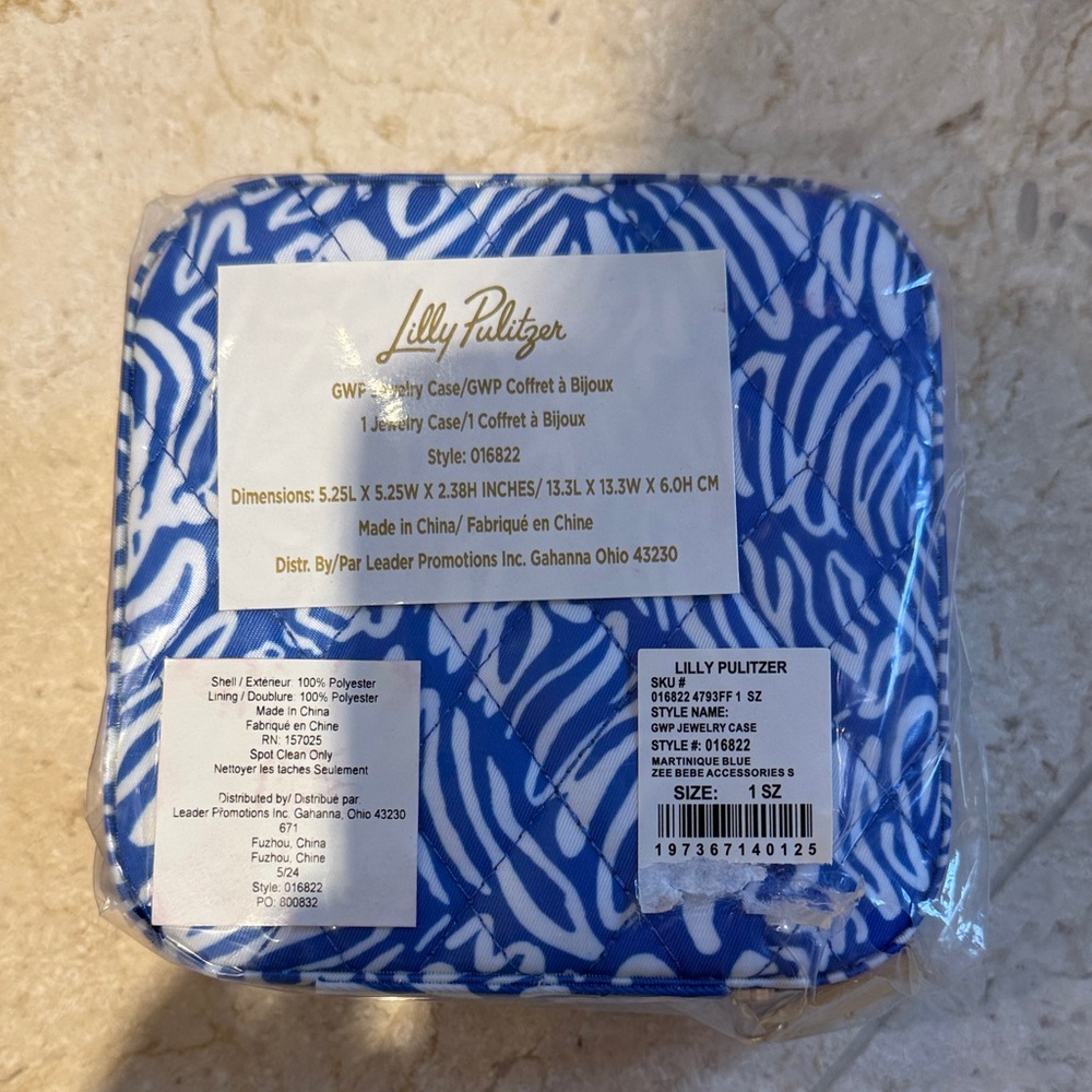 Lilly Pulitzer Blue Printed Travel Jewelry Case